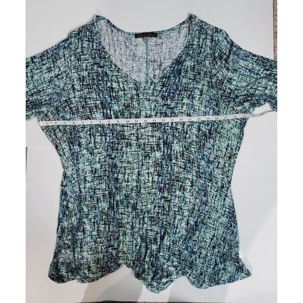 Rose & Olive Womens 3/4 Sleeve Tunic Blue Black White Size 3X - Picture 4 of 7